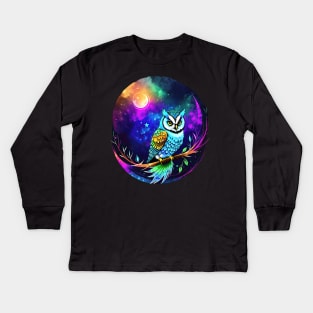 Moonlight Owl 1 Kids Long Sleeve T-Shirt